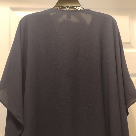 Michael Kors Navy Poncho with Tie Front Oversized Loose Gold Accents Size L/XL - Picture 5 of 6